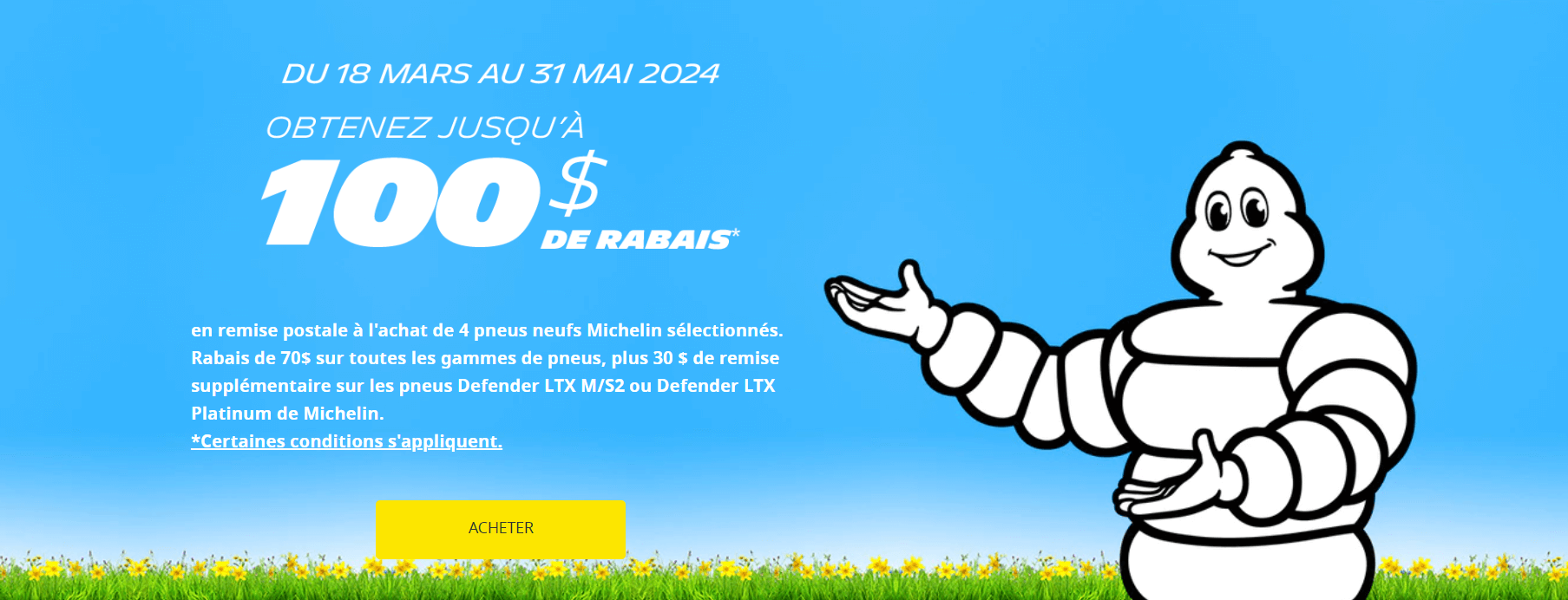 Remise postale PNEUS Michelin printemps 2024