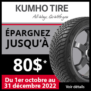 Rabais postal sur les pneus Kumho en vente chez blackcircles.ca