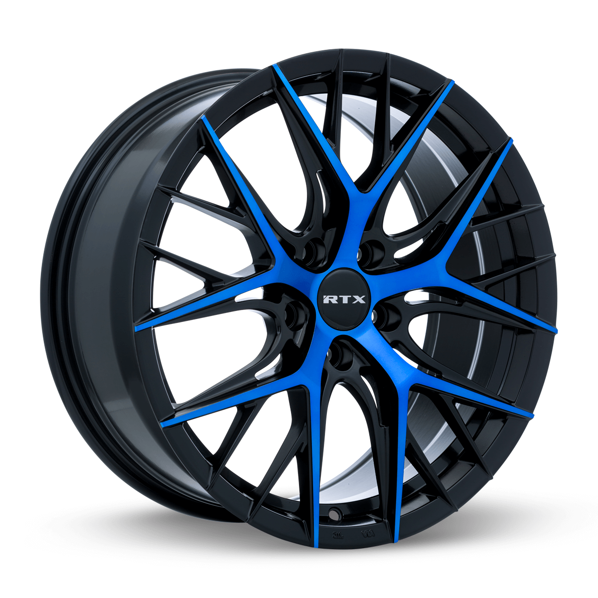 RTX Valkyrie Gloss Black Machined Blue 18x8 - 5x114.3 Wheels