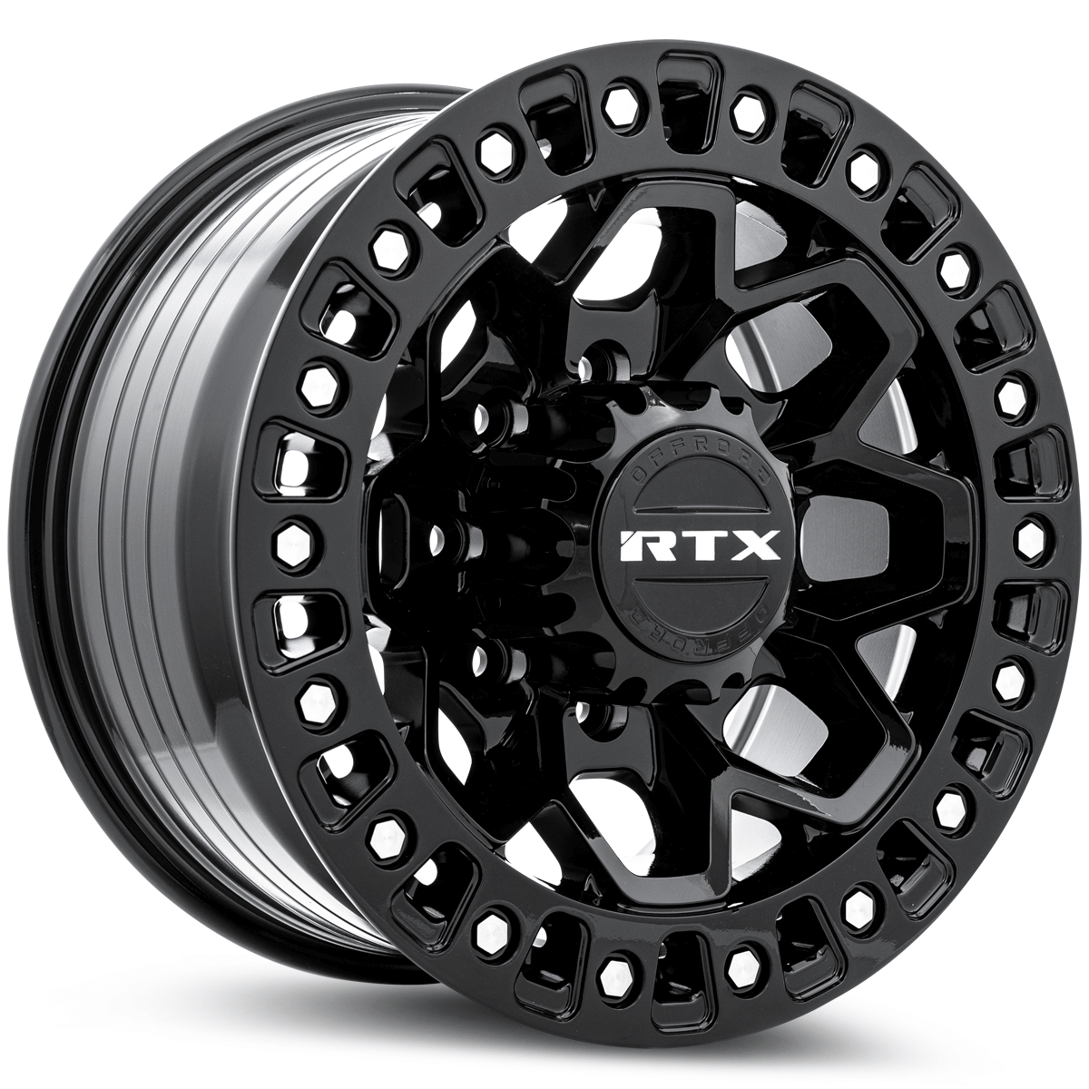 RTX Zion Gloss Black Milled Rivets 17x9 - 8x180 Wheels