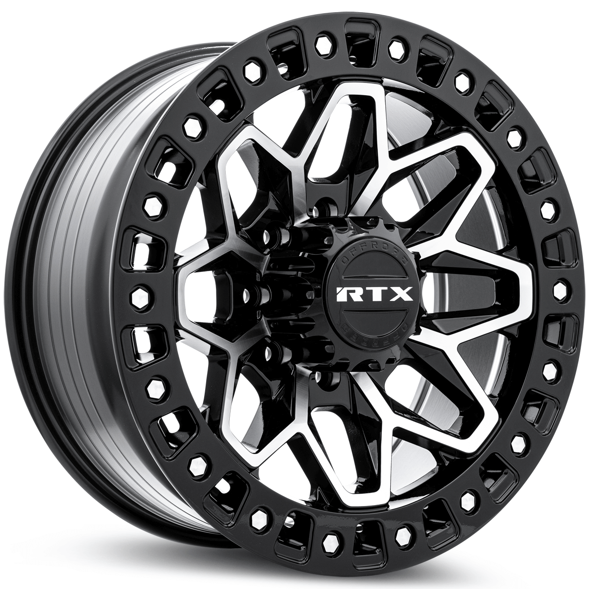 RTX Zion Gloss Black Machined 20x9 - 6x139.7 Wheels | Blackcircles.ca