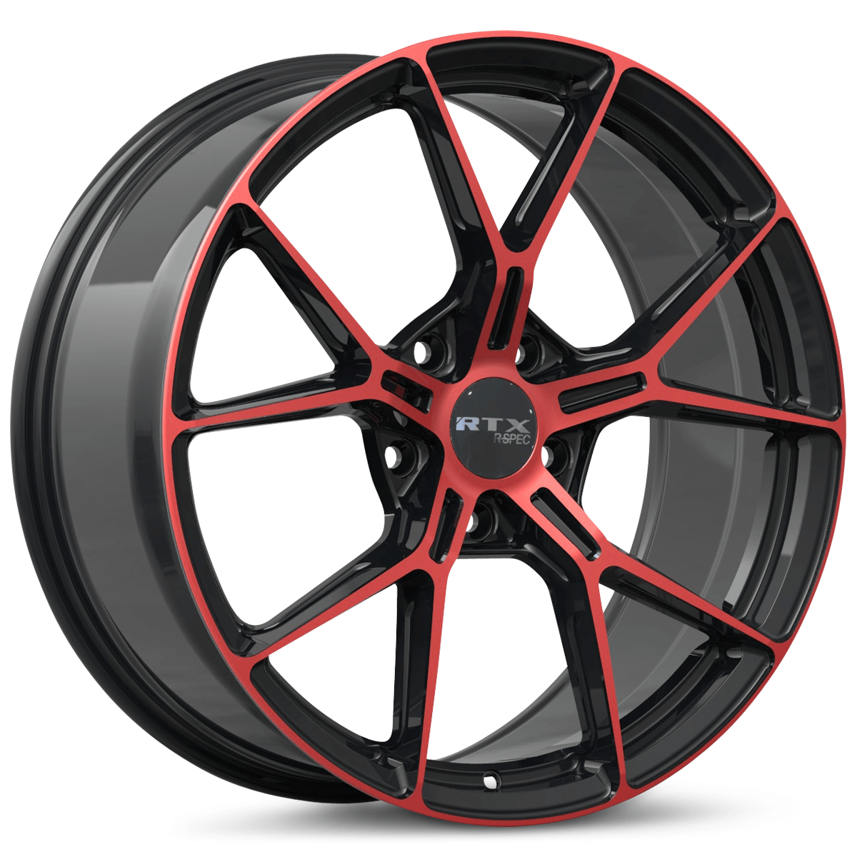 RTX RS01 Gloss Black Machined Red 18x8 - 5x114.3 Wheels
