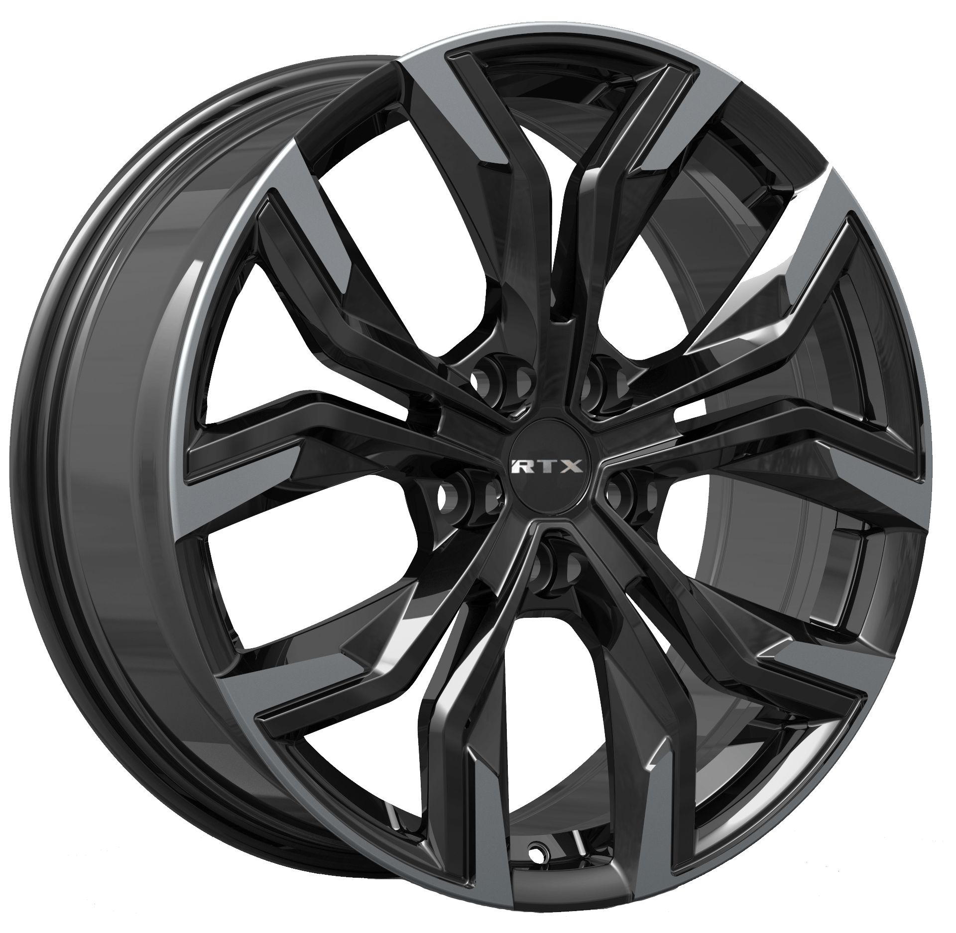 RTX Venom Gloss Black Machined 18x7.5 - 5x114.3 Wheels