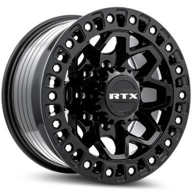 RTX Zion Gloss Black with Rivet 17x9 - 5x127 Wheels | Blackcircles.ca